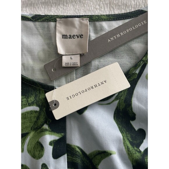 Maeve Cap Sleeve Drop Sleeve Waist Midi Dress Sz Lg Green - Picture 9 of 10